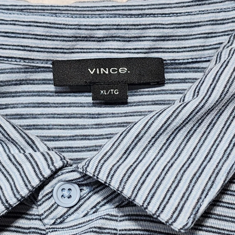 Vince Striped Polo Shirt‎ Casual Short Sleeve Top Blue XL